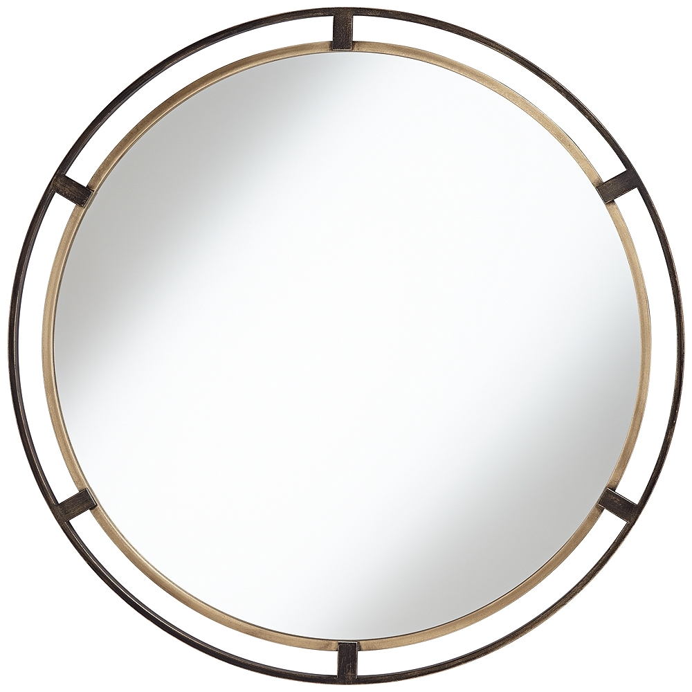 Uttermost Crest Bronze and Gold 34" Round Wall Mirror - Style # 42A41 - Image 0