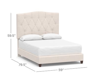 Elliot Curved Upholstered Bed, King, Heathered Twill Stone - Image 3