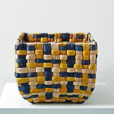 Round Weave Basket, Medium, Yellow - Image 0