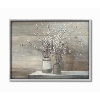 Pussy Willow Still Life - Floater Frame Print on Canvas - Image 0