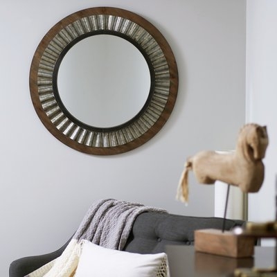 Seaman Round Wood Metal Accent Mirror - Image 0