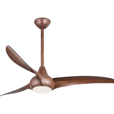 52" Wave 3 Blade LED Ceiling Fan with Remote, Light Kit Included - Image 0
