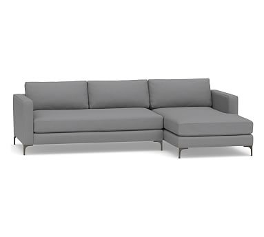 Jake Upholstered Left Arm 2-Piece Sectional with Chaise 2x1 with Bronze Legs, Polyester Wrapped Cushions, Textured Twill Light Gray - Image 0