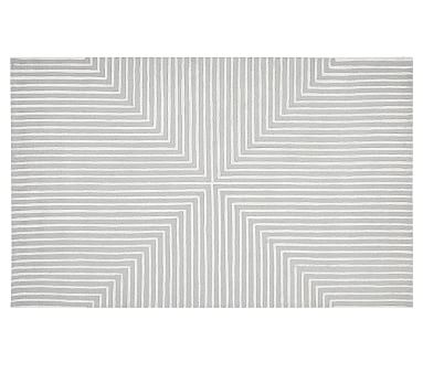 Concentric Squares Rug, 8x10', Gray/White - Image 0