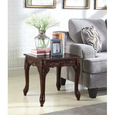Longoria Traditional Ornate Detailing Wood End Table - Image 0