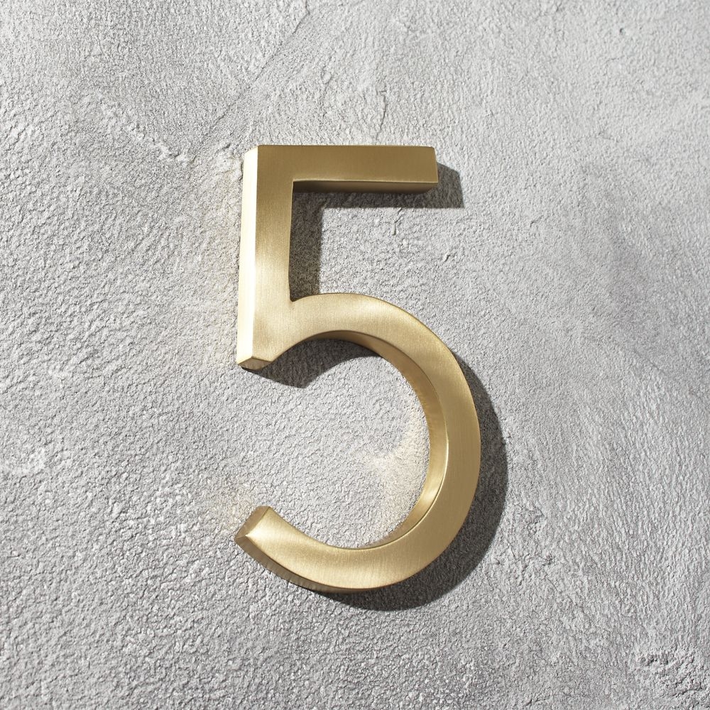 Aurele 6" Brushed Brass House Number 5 - Image 0