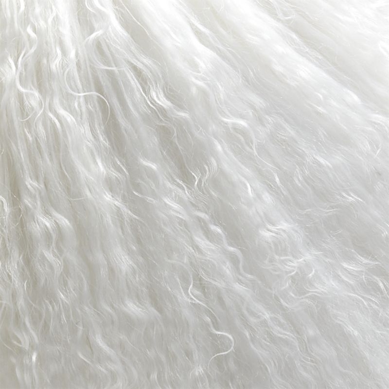 "16"" Mongolian Sheepskin White Fur Pillow with Feather-Down Insert" - Image 5