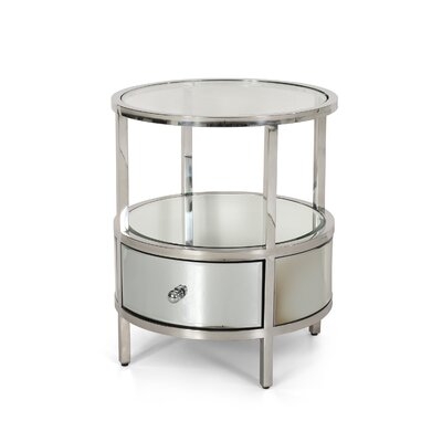 Cameron Modern Round End Table with Tempered Glass Drawers - Image 0