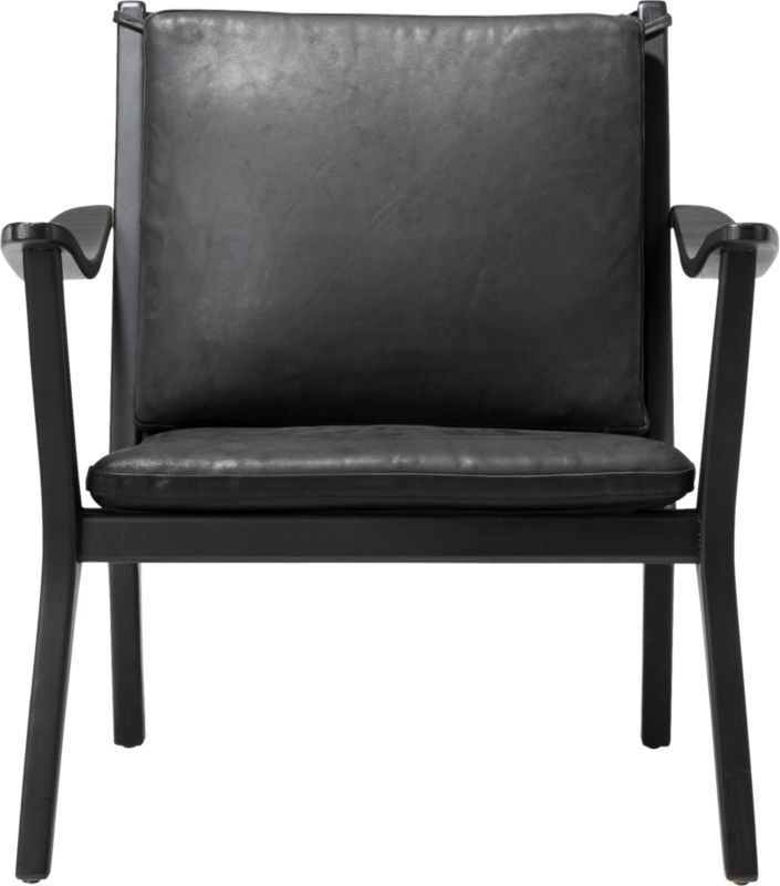 Parlay Black Leather Lounge Chair - Image 2