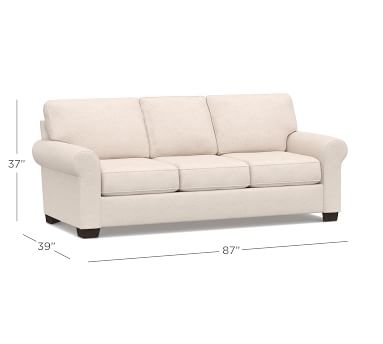 Buchanan Roll Arm Upholstered Sleeper Sofa, Polyester Wrapped Cushions, Basketweave Slub Ivory - Image 3