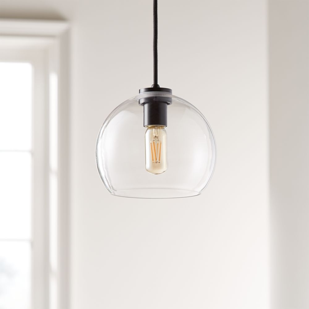 Arren Black Single Pendant Light with Clear Round Shade - Image 0