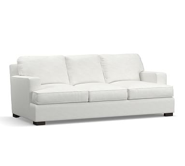 Townsend Square Arm Upholstered Sofa 86.5", Polyester Wrapped Cushions, Performance Slub Cotton White - Image 0