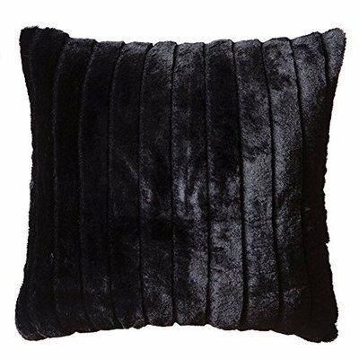 Whitecliff Faux Fur Throw Pillow 18"x18" With Insert, Black Striped Mink - Image 0