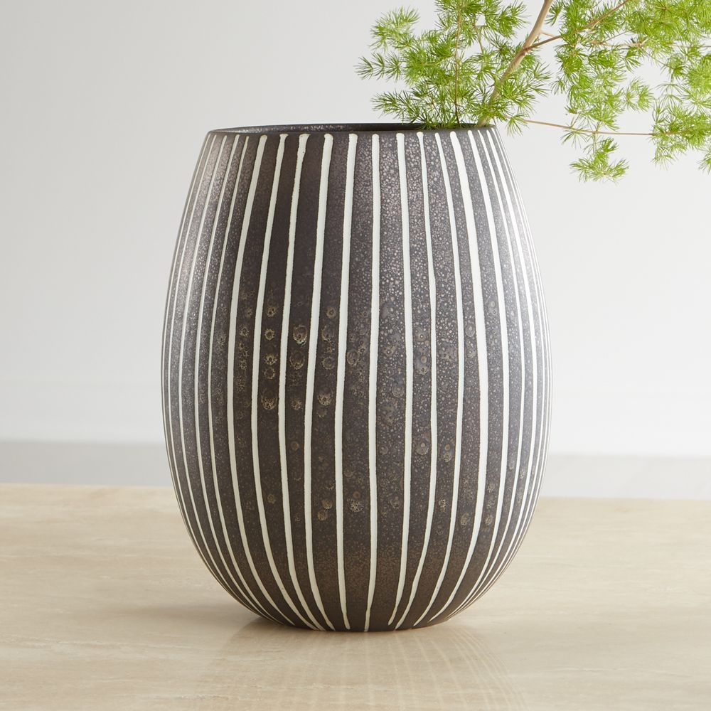 Bolton Black and White Striped Vase - Image 0