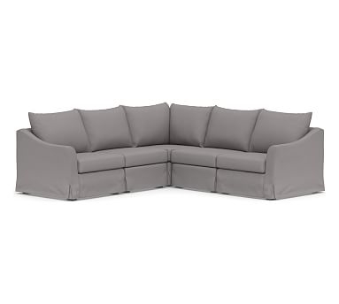 SoMa Brady Slope Arm Slipcovered 5-Piece L-Shaped Sectional, Polyester Wrapped Cushions, Performance Twill Metal Gray - Image 2