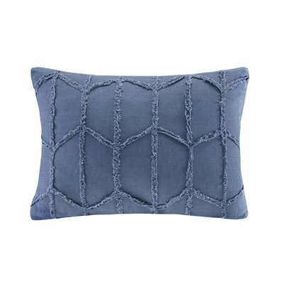 Frayed Linen Geometric Lumbar Pillow - Image 0