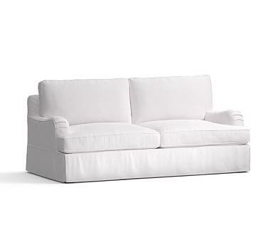 PB English Arm Sofa Slipcover, Box Edge, Twill White - Image 2