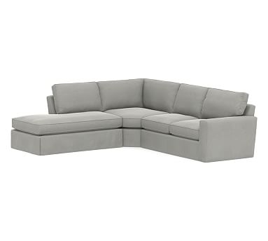 Pearce Square Arm Slipcovered Right 3-Piece Bumper Wedge Sectional, Down Blend Wrapped Cushions, Performance Everydaysuede(TM) Metal Gray - Image 0