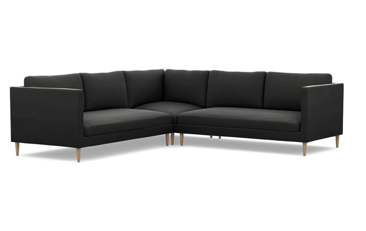 Oliver Corner Sectional with Smoke Fabric and Natural Oak legs - Image 1