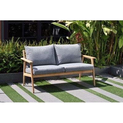 Darrah Deep Seating Teak Patio Sofa with Cushions - Image 0