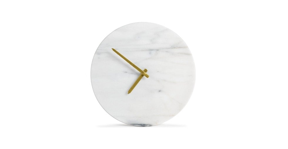 Maris White Marble Clock, Restock in late september, 2023. - Image 0