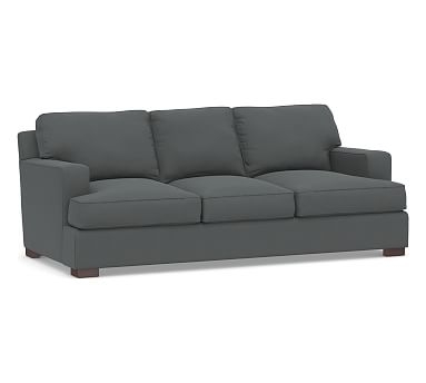 Townsend Square Arm Upholstered Sofa 86", Polyester Wrapped Cushions, Performance Plush Velvet Slate - Image 0