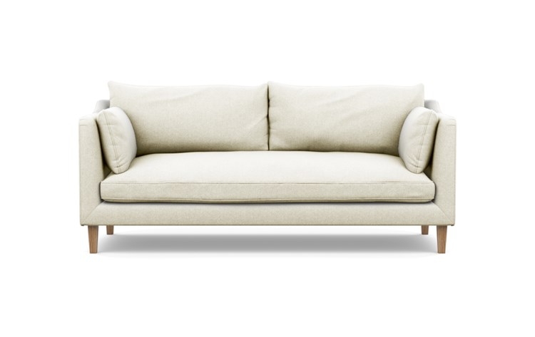 Caitlin by The Everygirl Sofa with Vanilla Fabric, Natural Oak legs, and Bench Cushion - Image 0