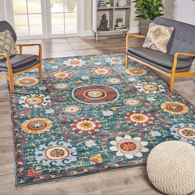 Mckenny Abstract Floral Blue Area Rug - Image 0