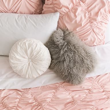 Velvet Pleated Round Pillow, O/S, Icy Aqua - Image 4