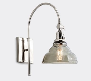 Vintage Glass Hood with Bronze Classic Arc Sconce - Image 2