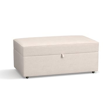 Buchanan Upholstered Cocktail Storage Ottoman, Polyester Wrapped Cushions, Textured Twill Charcoal - Image 1