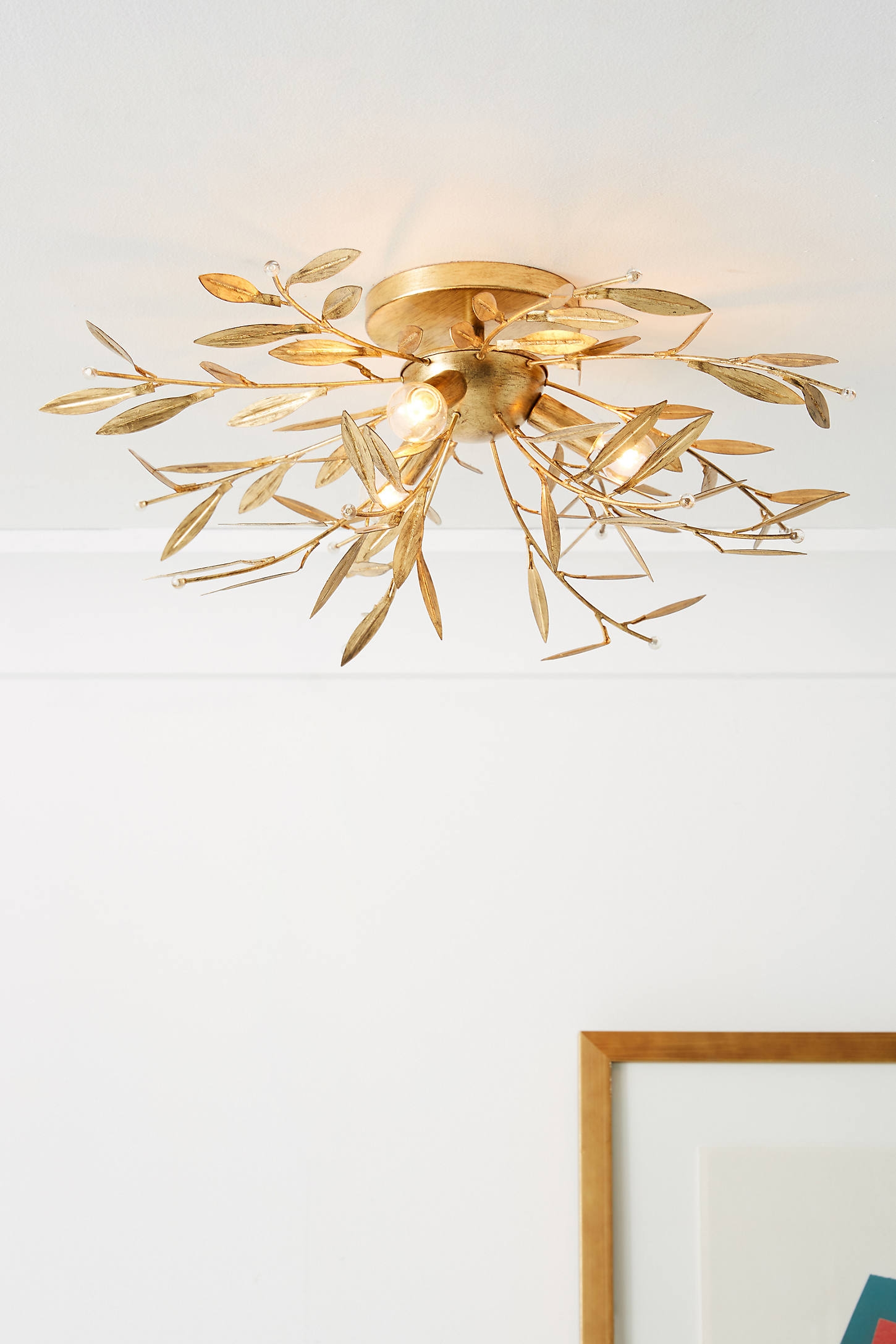 Willow Leaf Semi-Flushmount By Anthropologie in Gold - Image 1