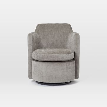 Adeline Swivel Chair, Metal Distressed Velvet, - Image 5