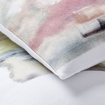Layered Brushstrokes Pillow Cover, Olive, 12"x21" - Image 1