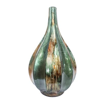 Gidney Foiled and Lacquered Ceramic Ridged Teardrop Floor Vase - Image 0