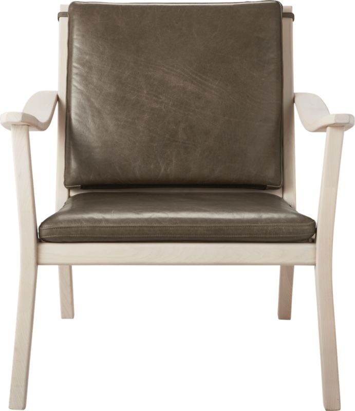 Parlay Dove Grey Leather Lounge Chair - Image 2