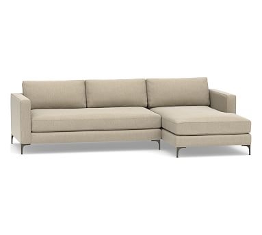 Jake Upholstered Left Arm 2-Piece Sectional with Chaise 2x1 with Bronze Legs, Polyester Wrapped Cushions, Sunbrella(R) Performance Chenille Cloud - Image 0