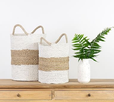Catalina Woven Baskets, Set of 2 - White/Natural - Image 0