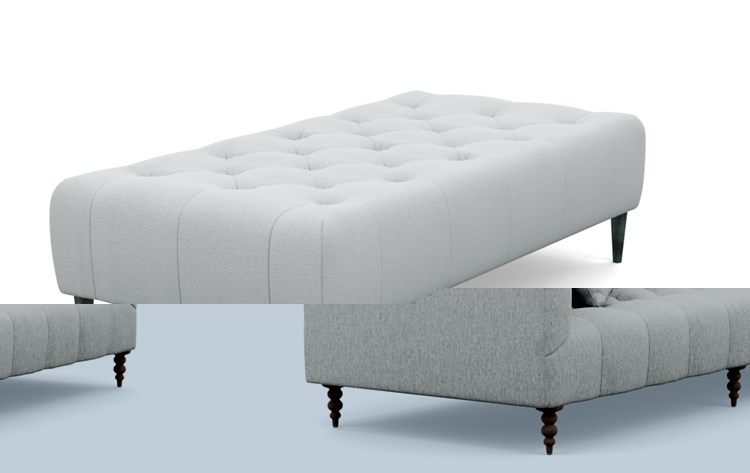 Ms. Chesterfield Sofa with Beige Wheat Fabric and Oiled Walnut legs - Image 1