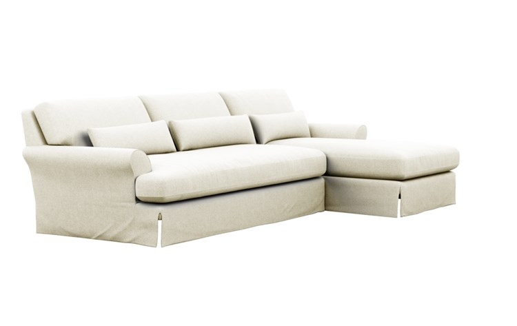 Maxwell Slipcovered Right Sectional with White Vanilla Fabric and Oiled Walnut with Brass Cap legs - Image 1