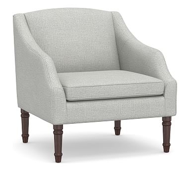 SoMa Emma Upholstered Armchair, Polyester Wrapped Cushions, Basketweave Slub Ash - Image 0