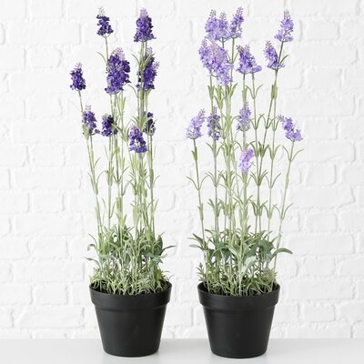 2 Piece Realistic Faux French Lavender Potted Plants - Image 0