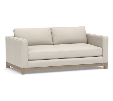 Jake Upholstered Loveseat 70" with Wood Legs, Polyester Wrapped Cushions, Performance Twill Stone - Image 0