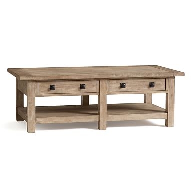 Benchwright Rectangular Wood Coffee Table with Drawers, Seadrift, 54" - Image 0
