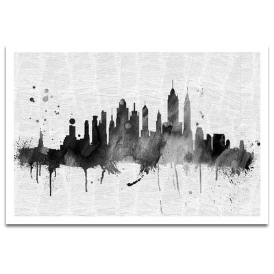 'NY Skyline' Graphic Art Print on Paper in Gray/Black - Image 0