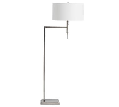 Atticus Metal Sectional Floor Lamp, Nickel with Ivory Shade - Image 4