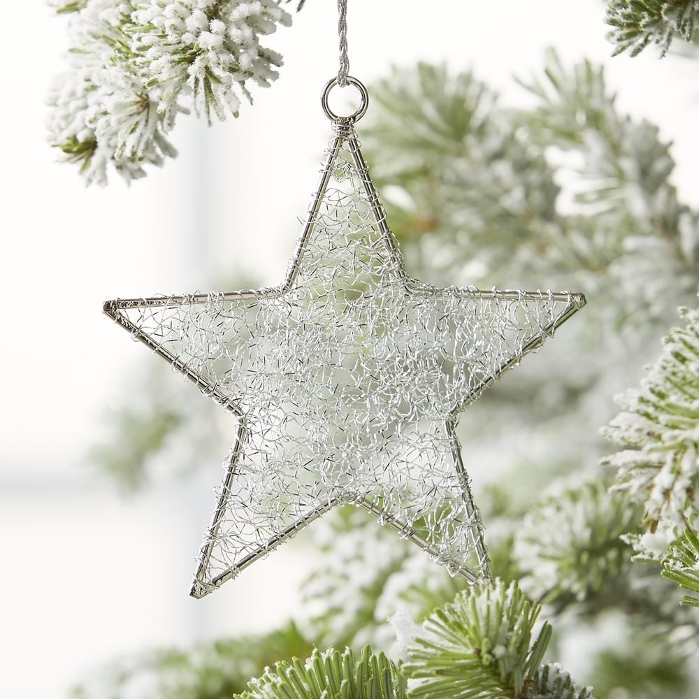 Silver Tinsel Star Christmas Tree Ornament - Image 0