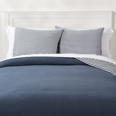Favorite Tee Striped Reversible Duvet Cover, Twin/Twin XL, Heathered Gray/White - Image 3