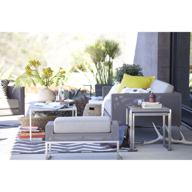 Dune 68" Taupe Outdoor Sofa with Sunbrella ® Cushions - Image 2