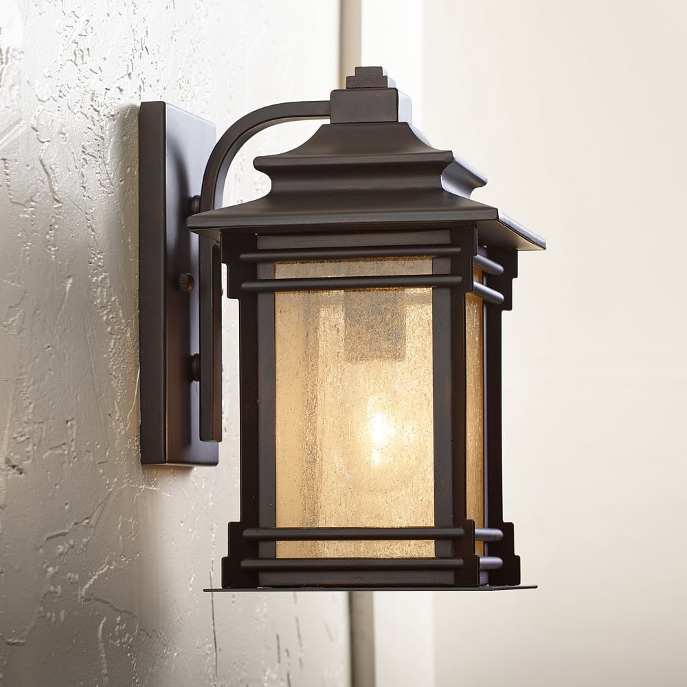 Franklin Iron Works Hickory Point 12" Walnut Bronze Outdoor Wall Light - Image 0
